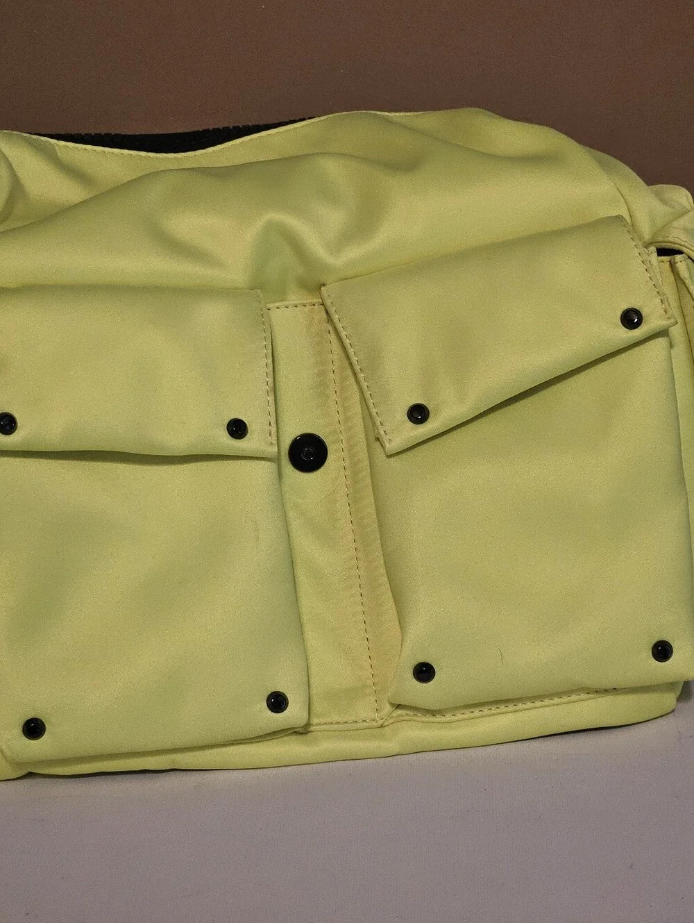 Michael Kors Olivia Neon Yellow Backpack with Black Stud Accents